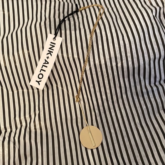 NWT Ink + Alloy Brass Circle and Stick Necklace - Picture 2 of 5